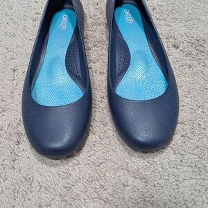 OKA b. Navy Blue Ballet Flats with Turquoise Insole